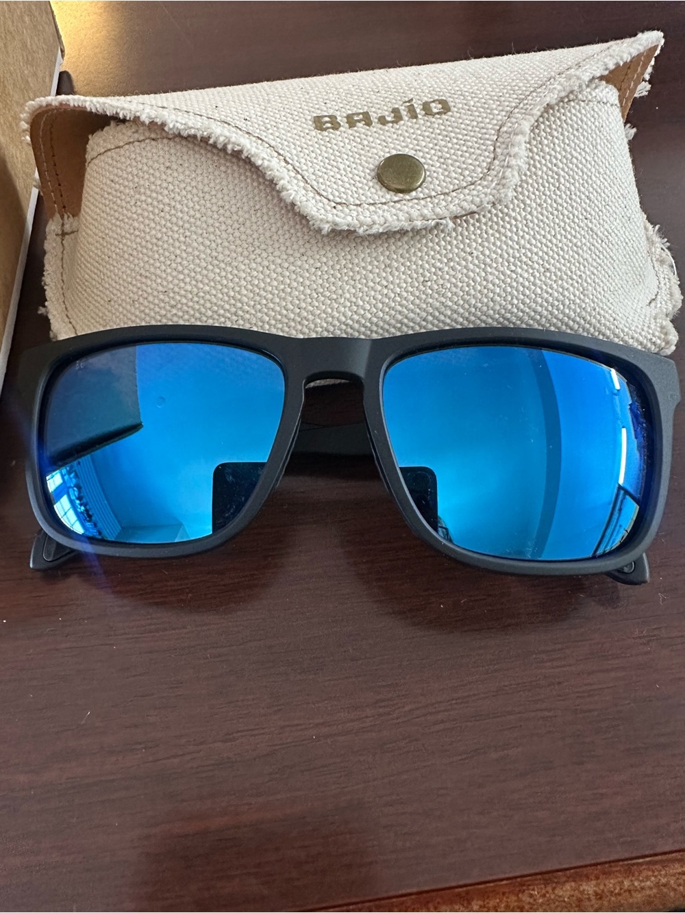 Bajio Calda Polarized Sunglasses with Blue Mirrored Lenses and Black Frame..NEW!